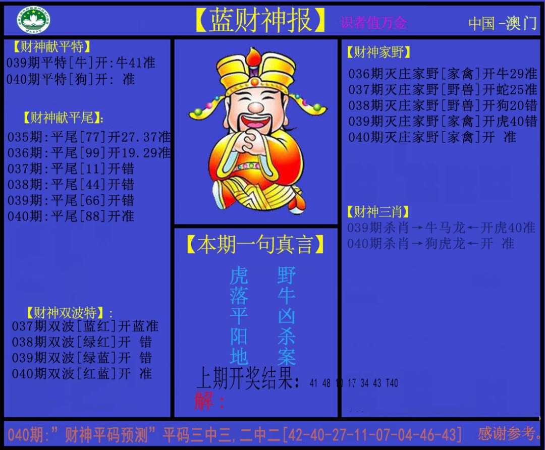 040期蓝财神[图]