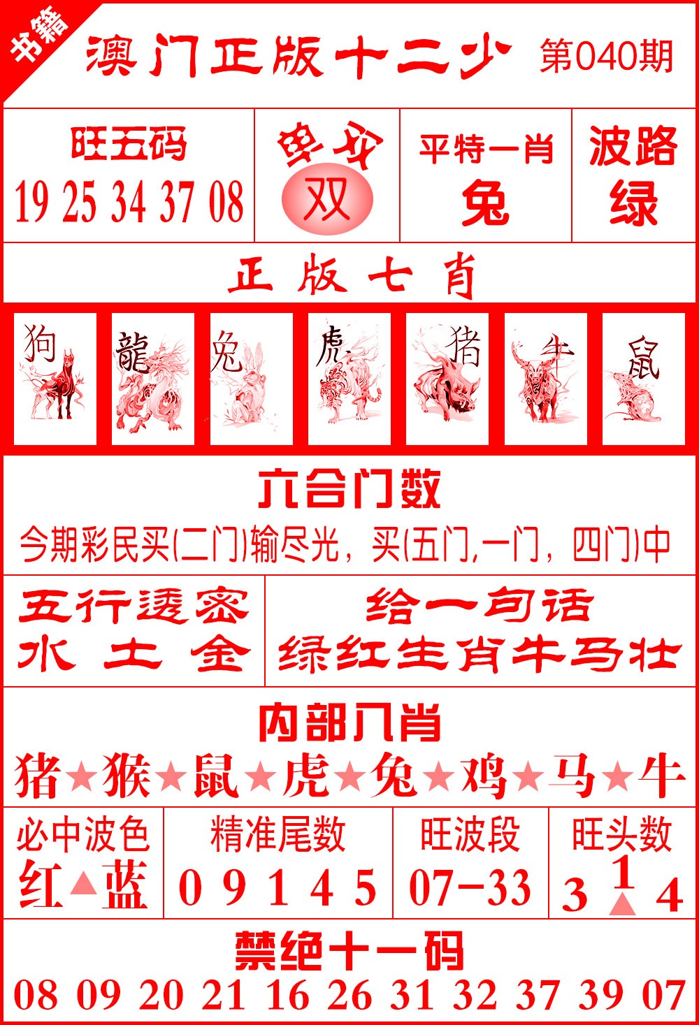 040期澳门十二少[图]