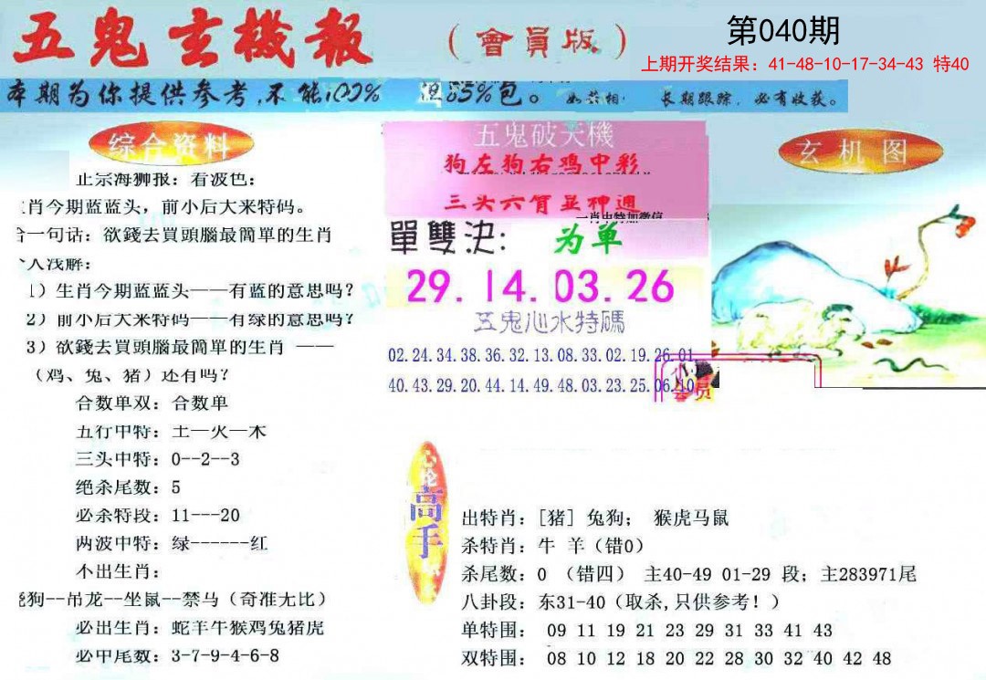 040期新五鬼玄机[图]