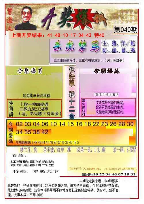 040期开奖爆料(新图推荐)[图]