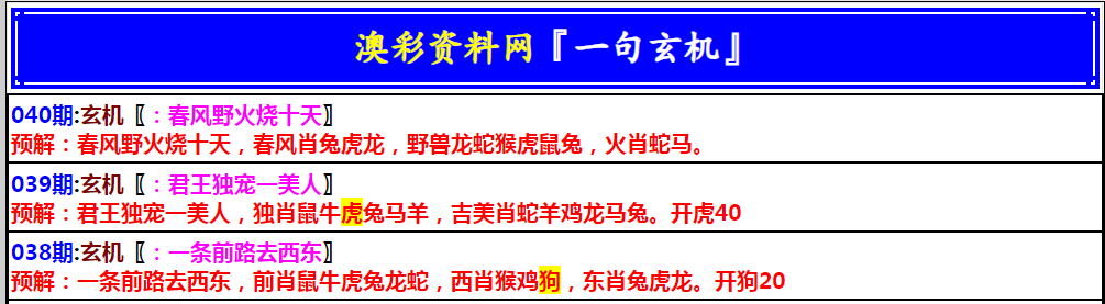 040期澳门一句玄机[图]