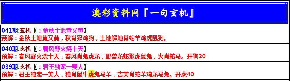 041期澳门一句玄机[图]