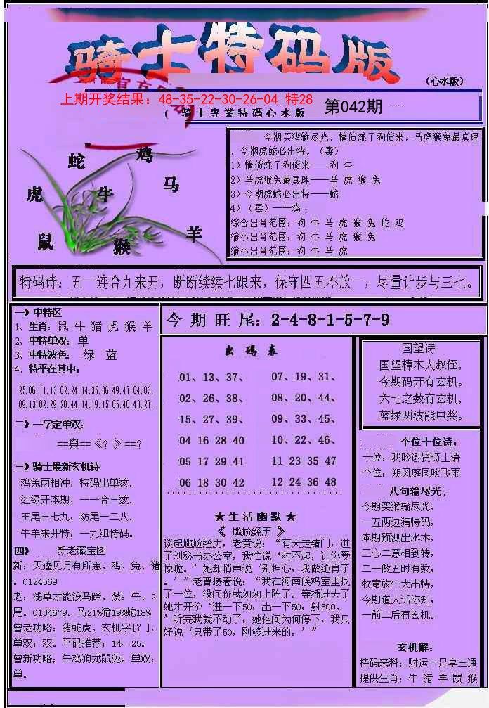 042期骑士特码版[图]