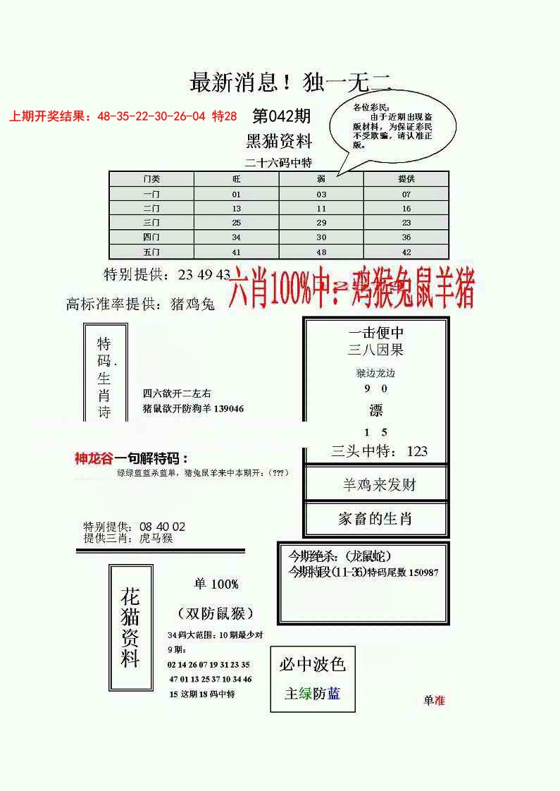 042期独一无二(正)[图]