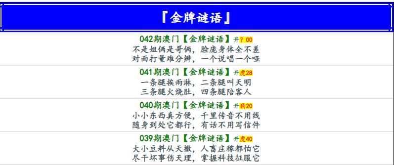 042期金牌谜语[图]