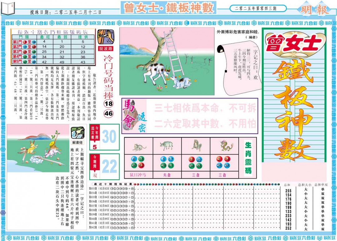 043期曾女士铁板神数A[图]