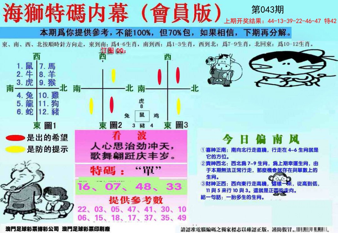 043期另版海狮特码内幕报[图]