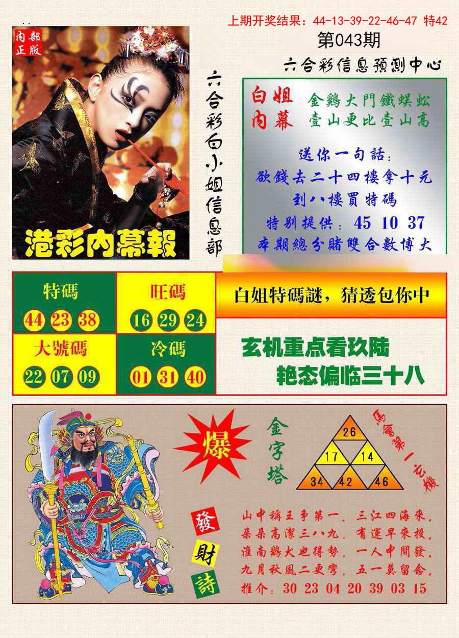 043期港彩内幕报[图]