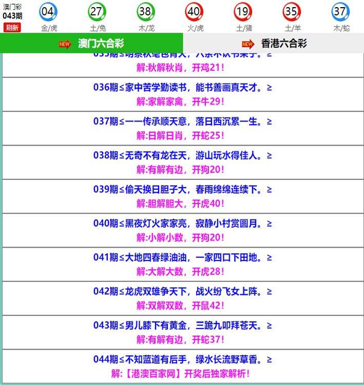 044期百家网玄机[图]