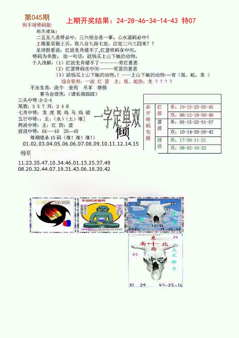 045期狗不理特码报[图]