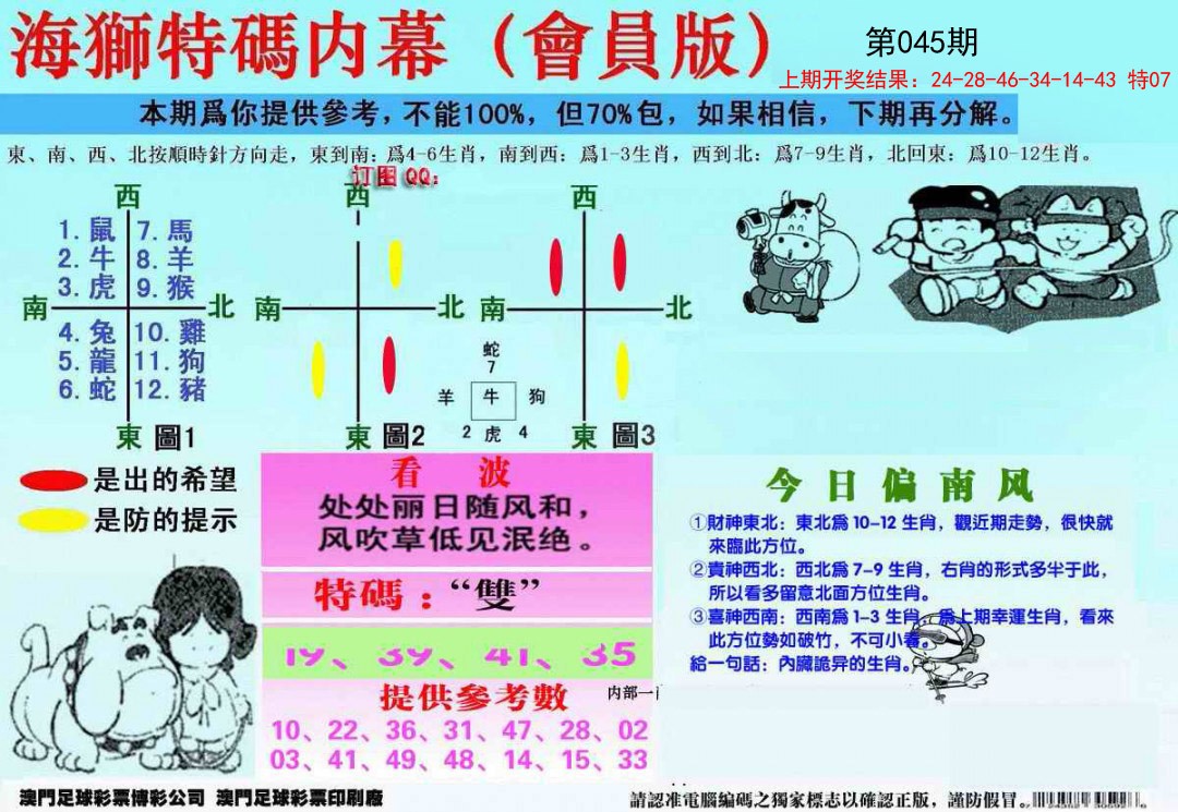 045期另版海狮特码内幕报[图]
