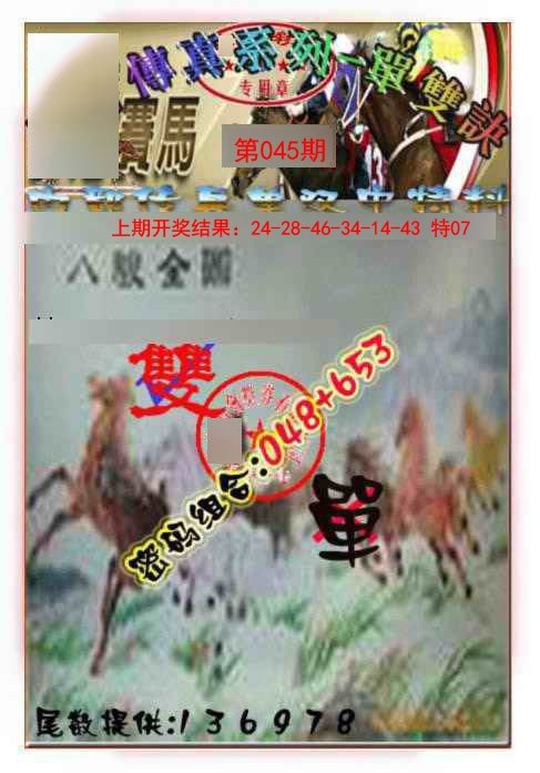 045期马会传真-单双诀[图]