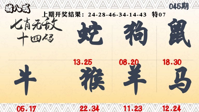 045期七肖无敌14码[图]