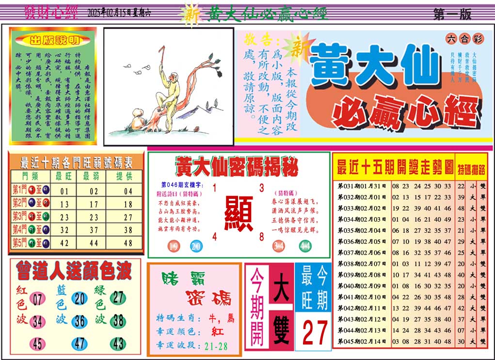 046期黄大仙必赢心经A[图]