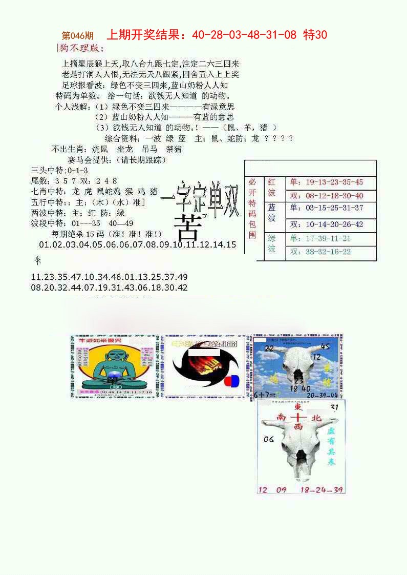 046期狗不理特码报[图]