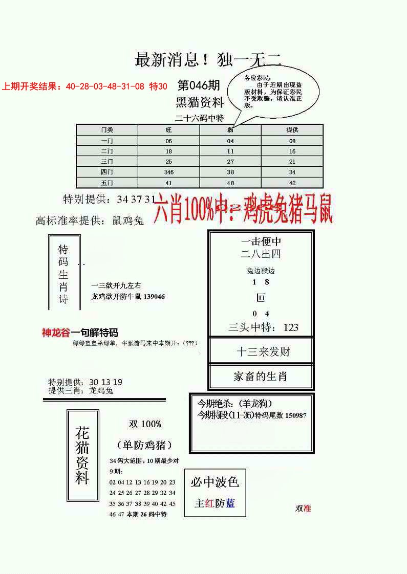 046期独一无二(正)[图]