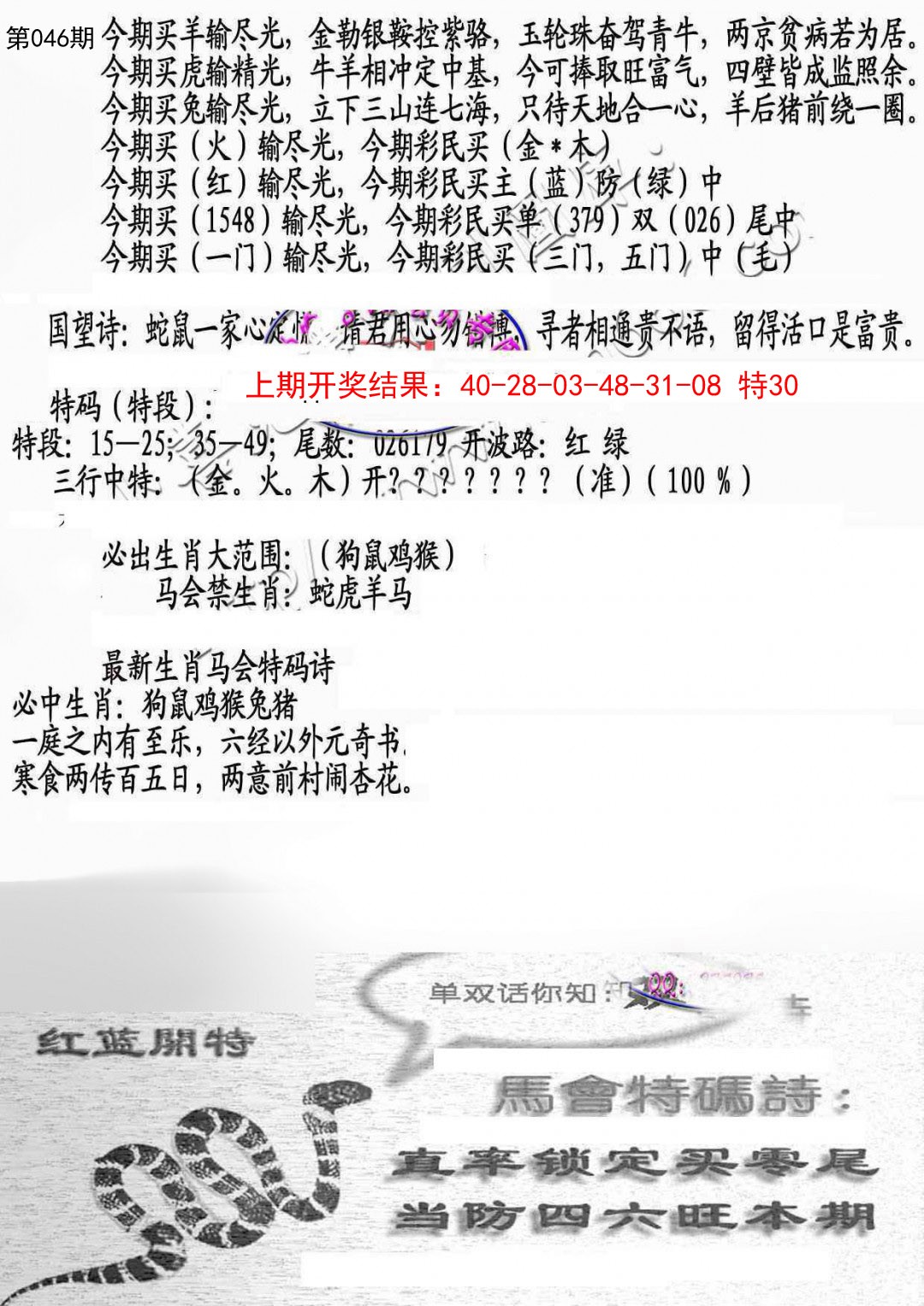 046期蛇报B[图]