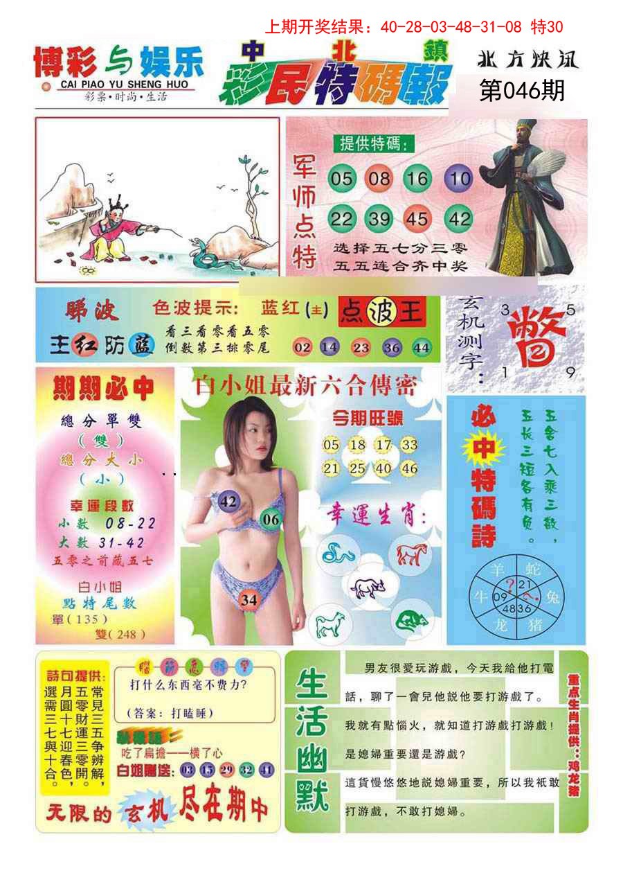 046期中北彩民特码报[图]