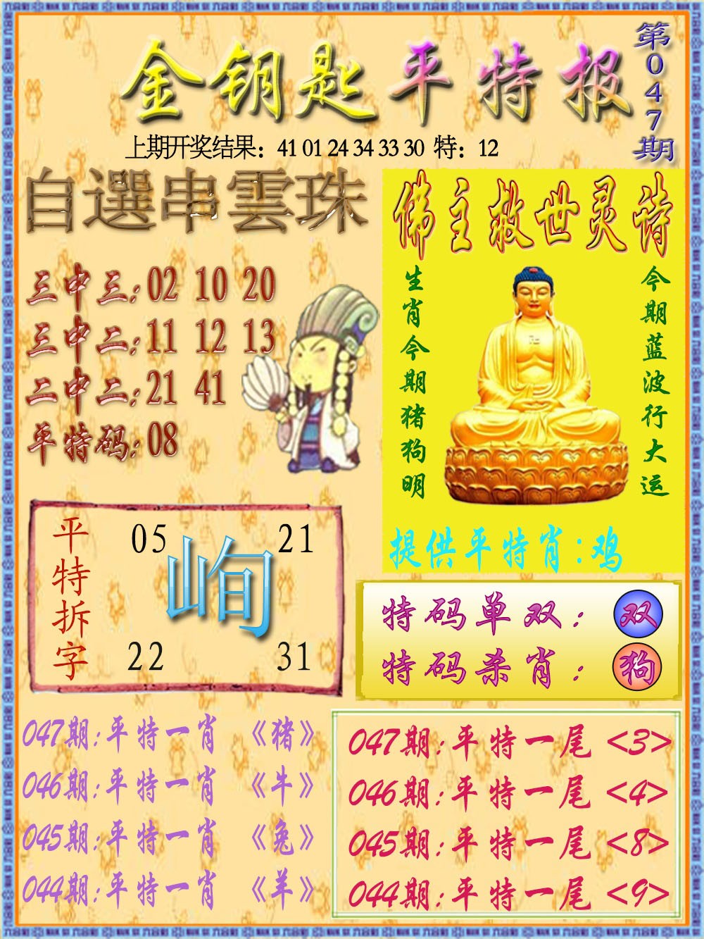 047期金钥匙平特报[图]