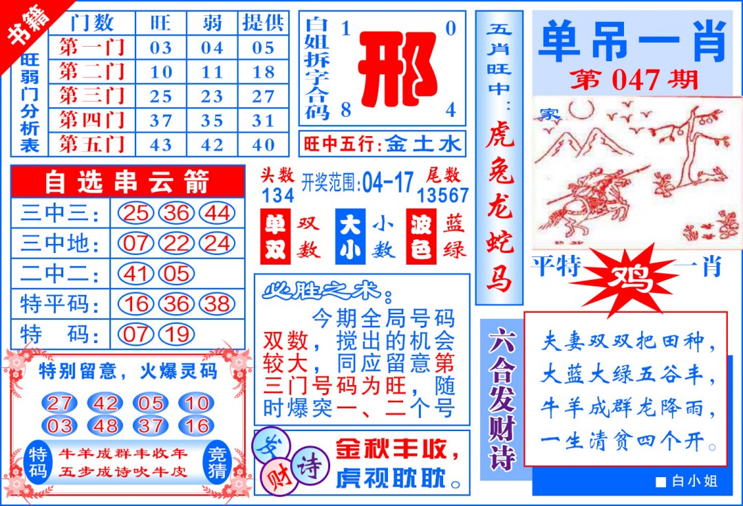 047期澳门单吊一肖[图]