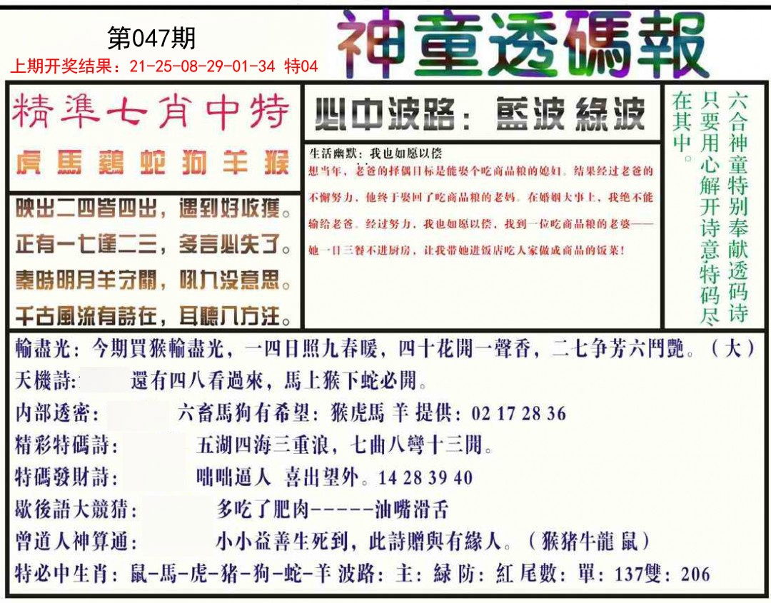 047期神童透码报[图]