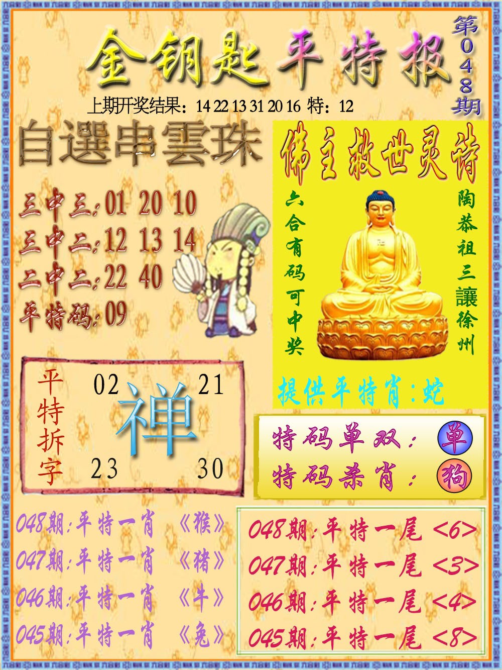 048期金钥匙平特报[图]