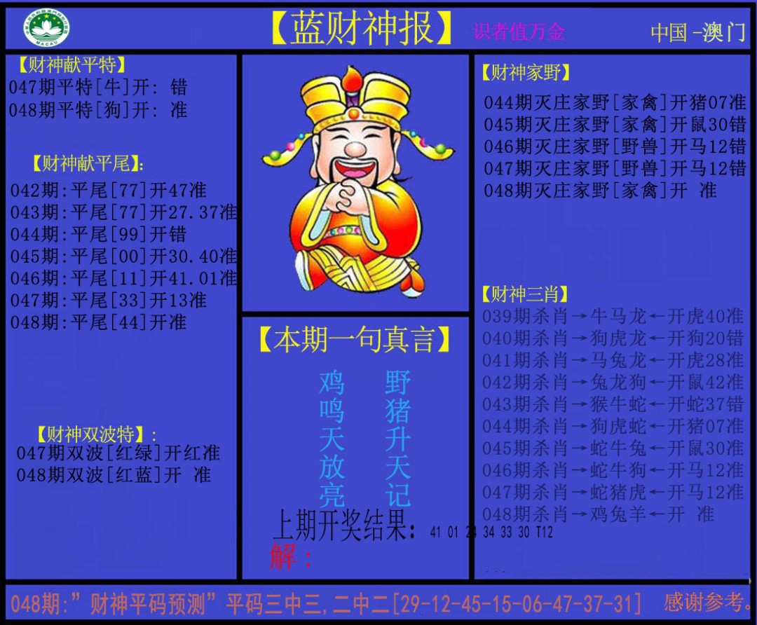 048期蓝财神[图]