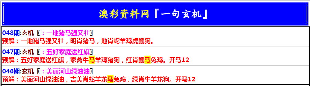 048期澳门一句玄机[图]