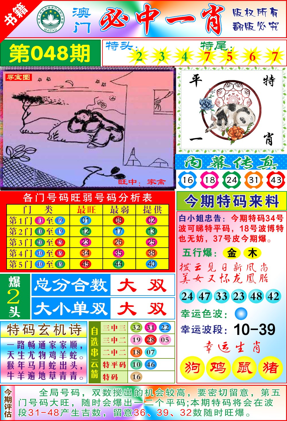 048期澳门玄机一特[图]
