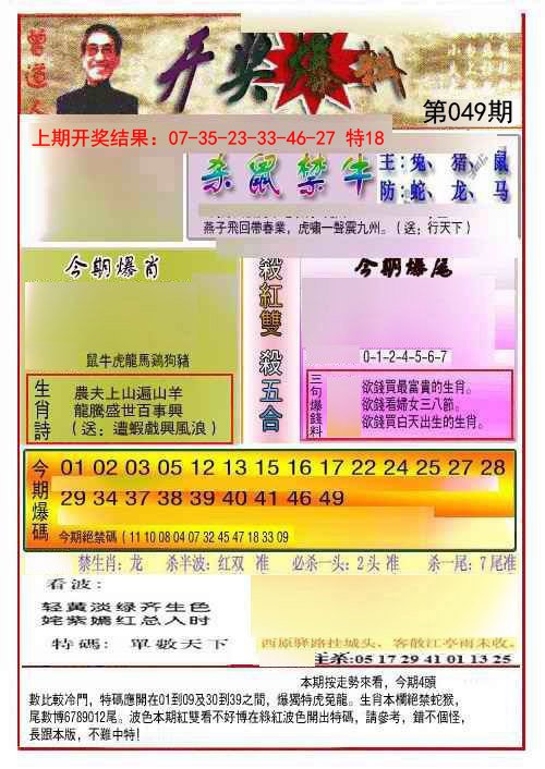 049期开奖爆料(新图推荐)[图]