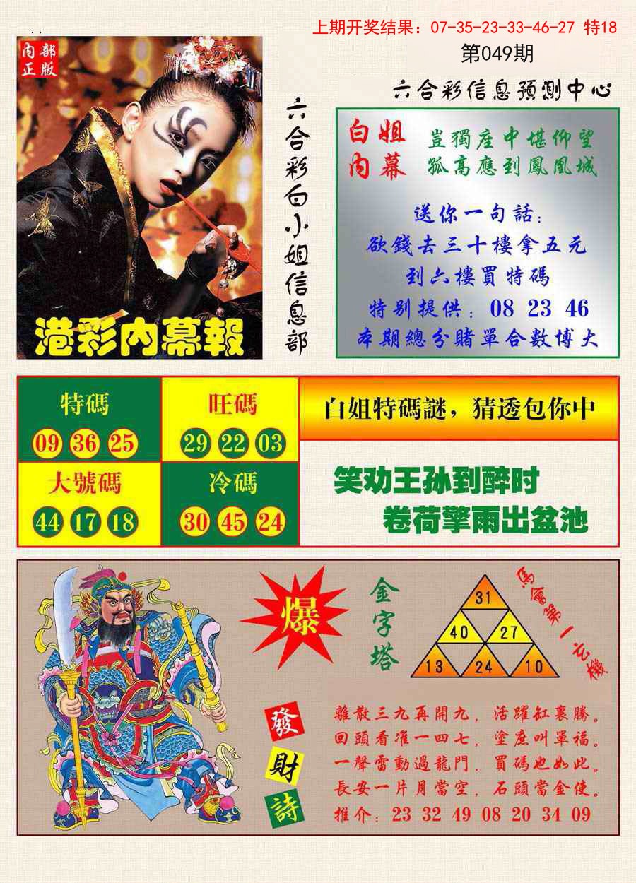 049期港彩内幕报[图]