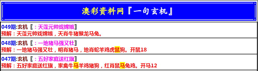 049期澳门一句玄机[图]
