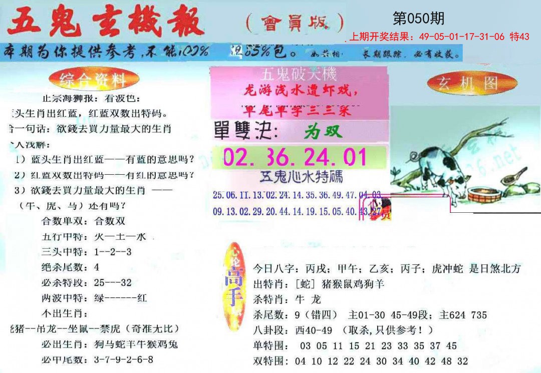 050期新五鬼玄机[图]