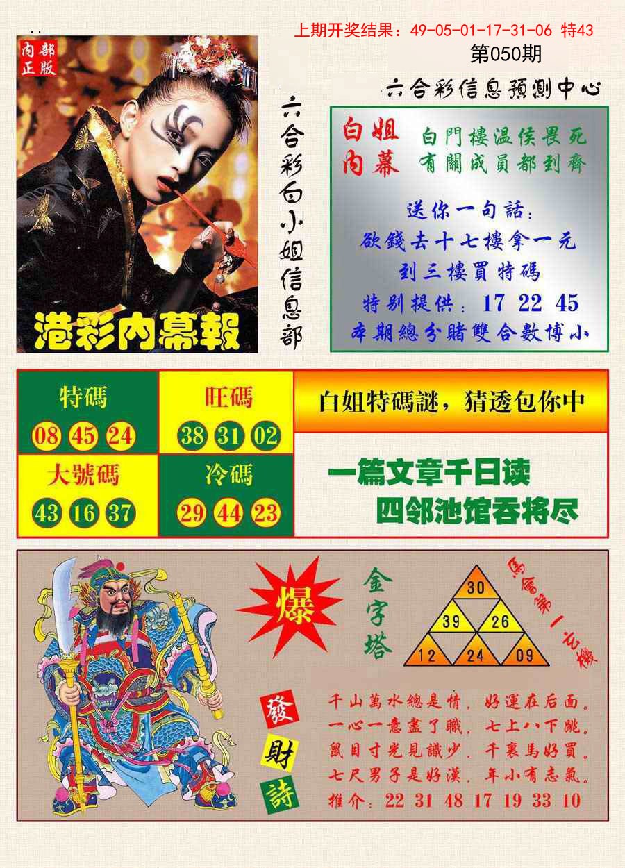 050期港彩内幕报[图]