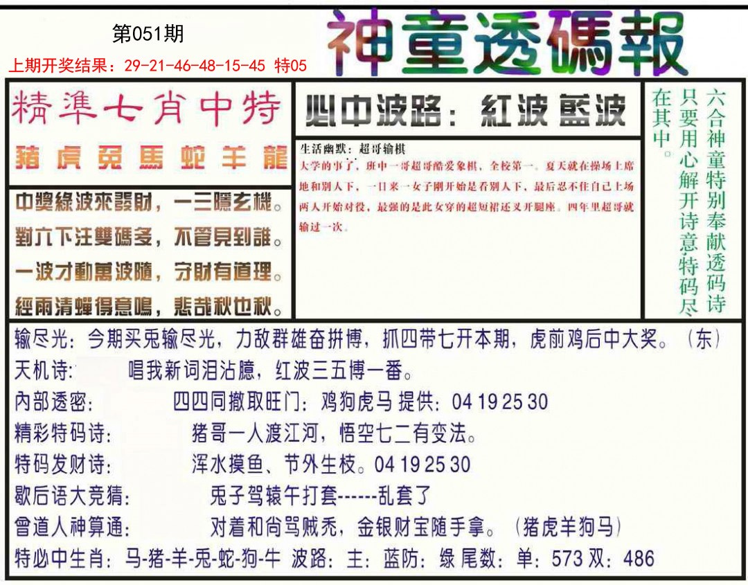 051期神童透码报[图]