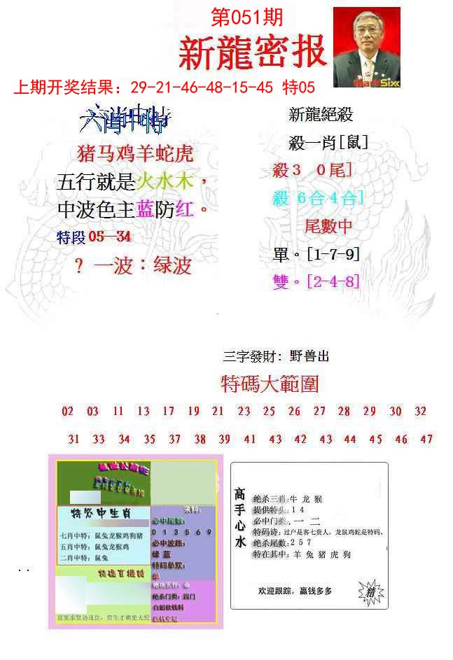 051期新龙密报[图]