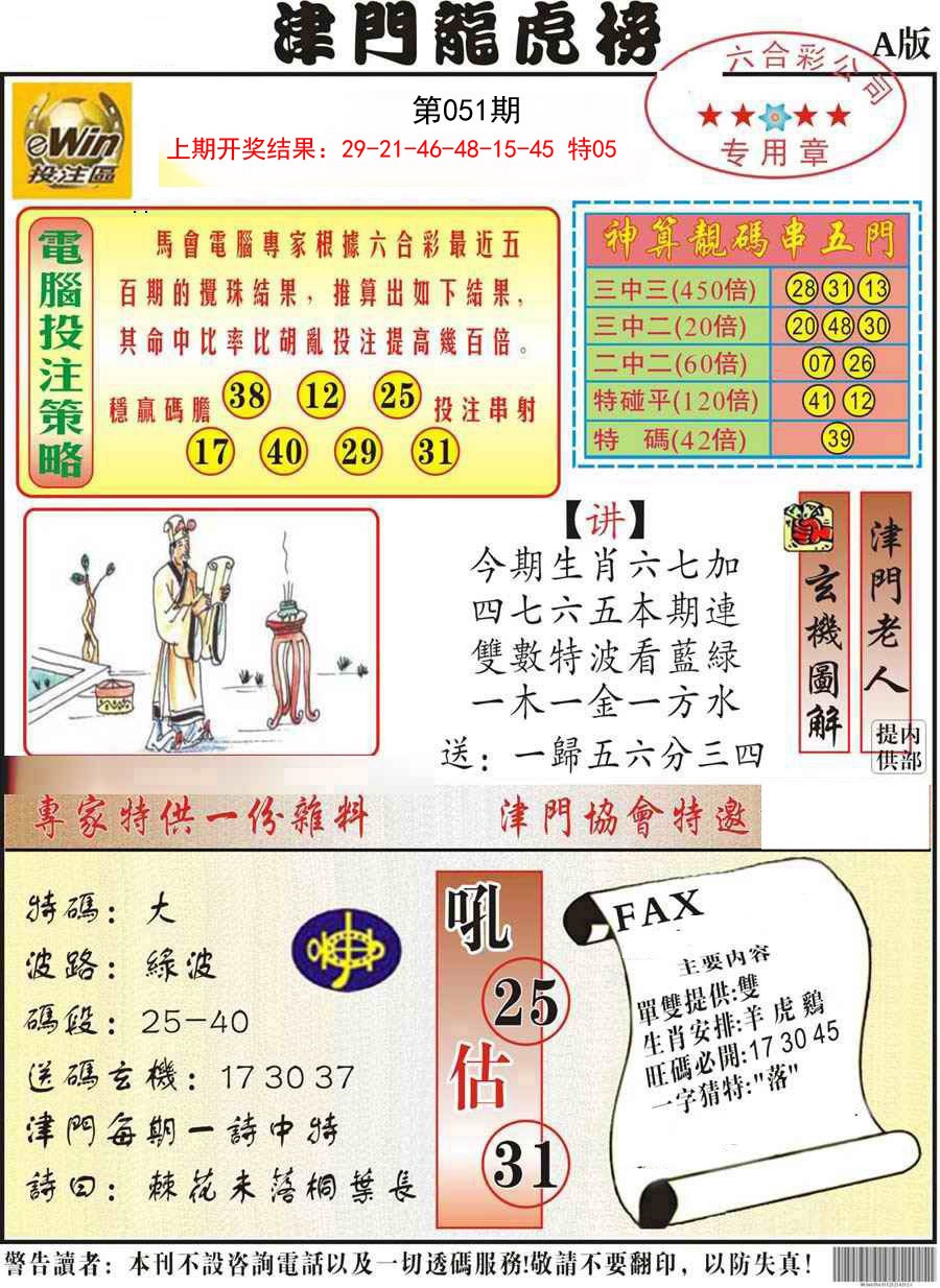 051期津门龙虎榜A[图]