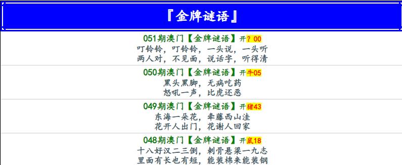 051期金牌谜语[图]