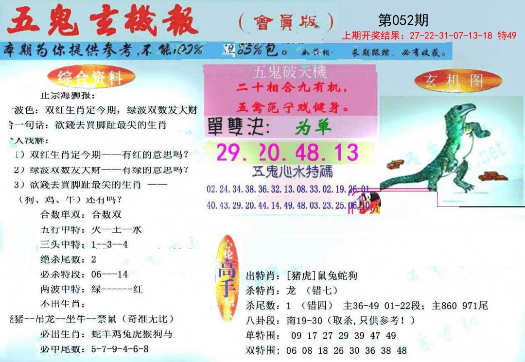 052期新五鬼玄机[图]