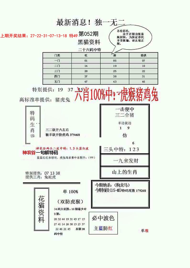 052期独一无二(正)[图]