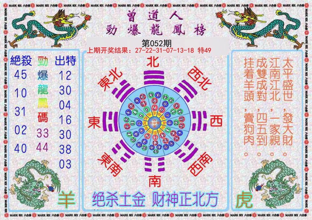052期曾道人劲爆龙凤榜[图]