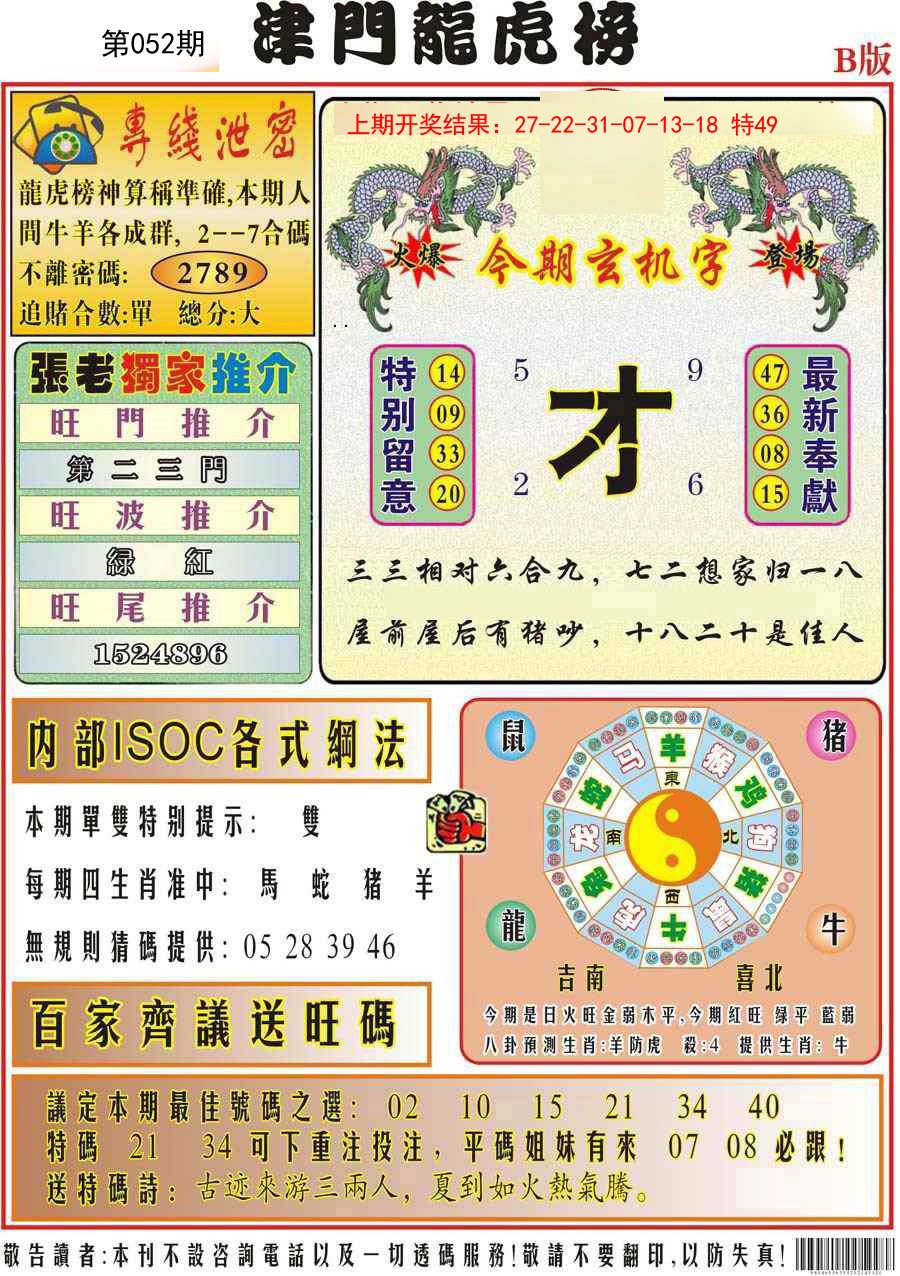 052期津门龙虎榜B[图]