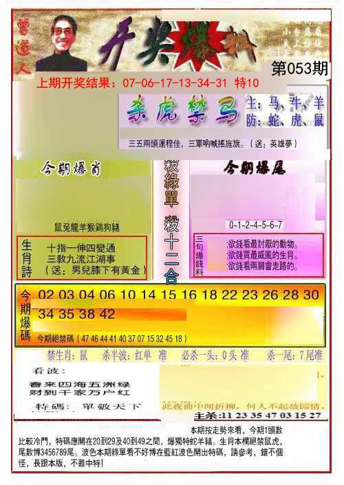 053期开奖爆料(新图推荐)[图]