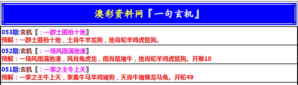 053期澳门一句玄机[图]