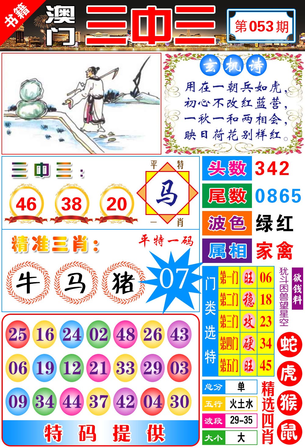 053期澳门宝典三中三[图]