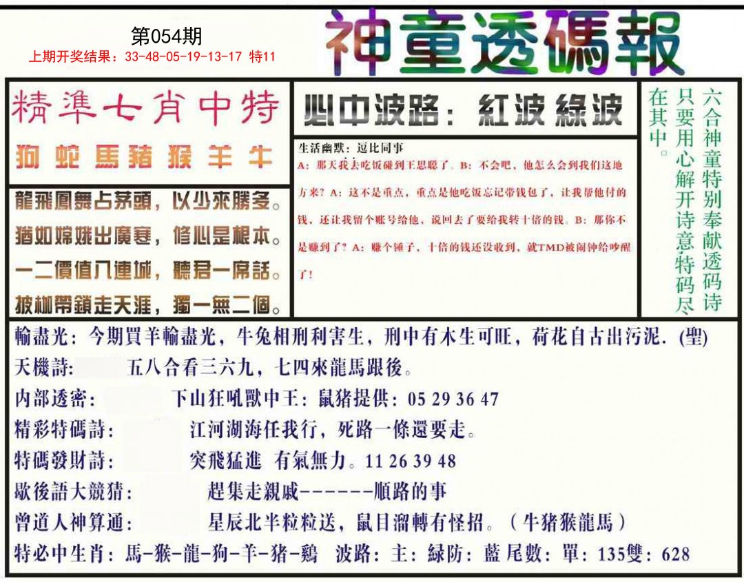 054期神童透码报[图]