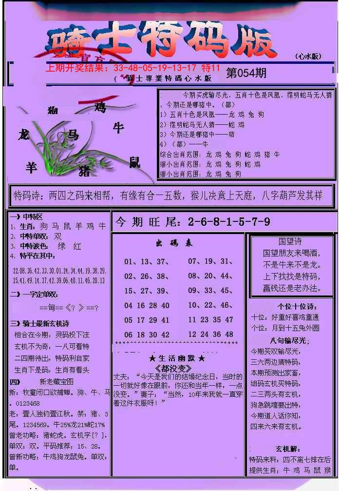 054期骑士特码版[图]
