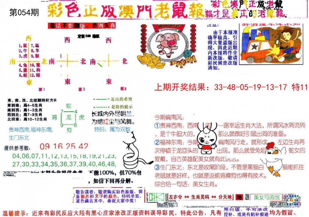 054期彩色正版澳门老鼠报[图]