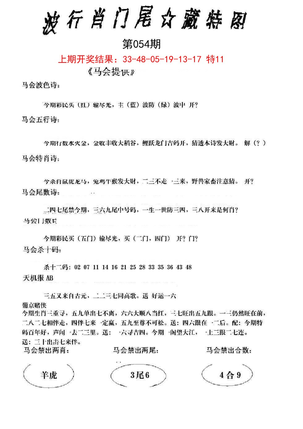 054期波行肖尾藏特图[图]