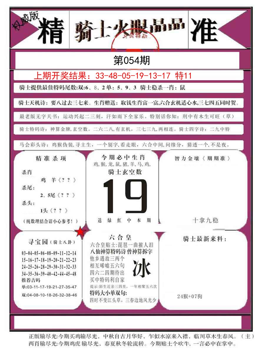 054期骑士火眼晶晶B[图]